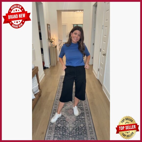 3 Pack Women's Capri Cargo Sweatpants Wide Leg Cropped Casual Drawstring - Picture 6 of 7